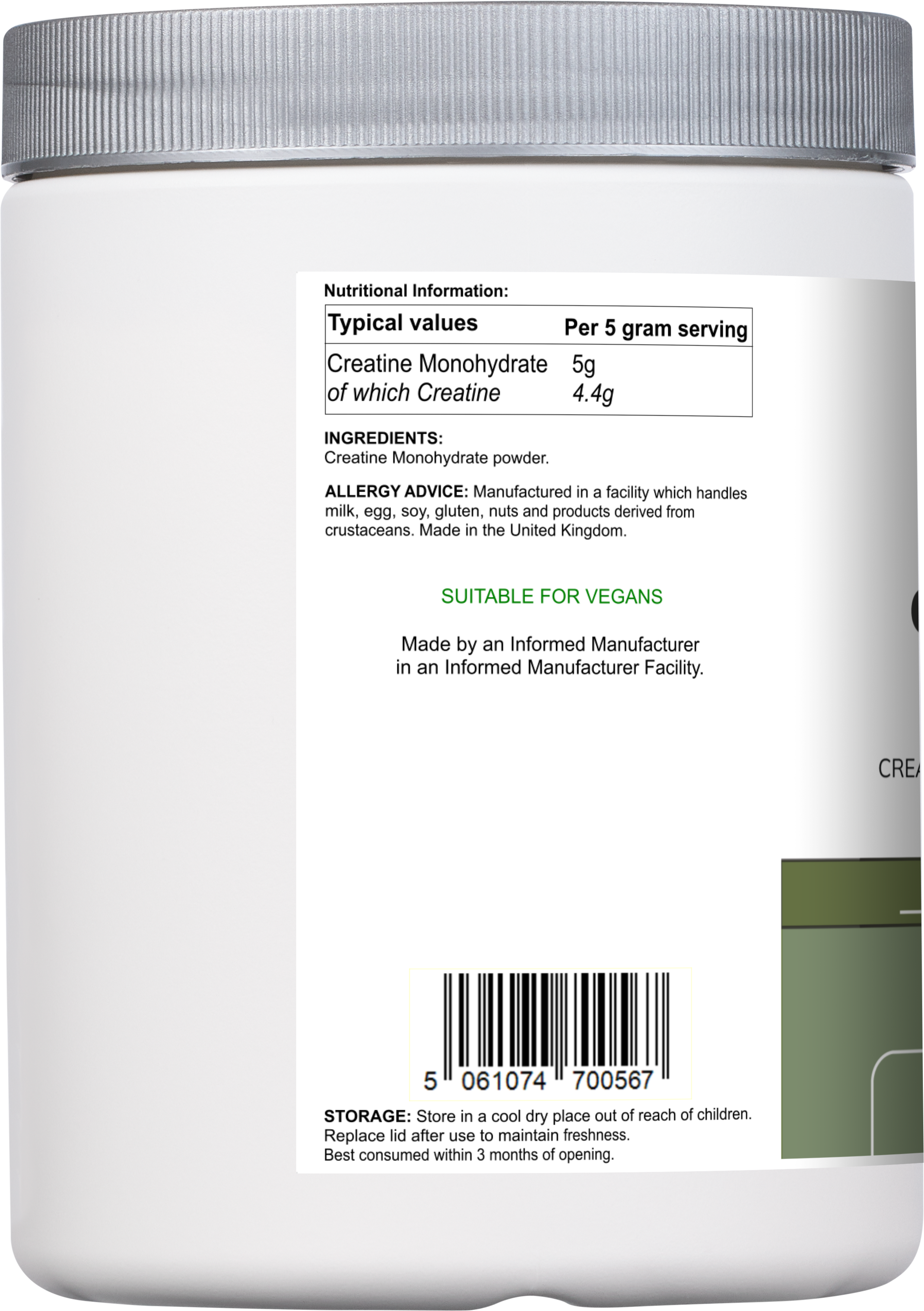 Creatine Monohydrate | Pure Unflavoured Creatine Powder – 500 g