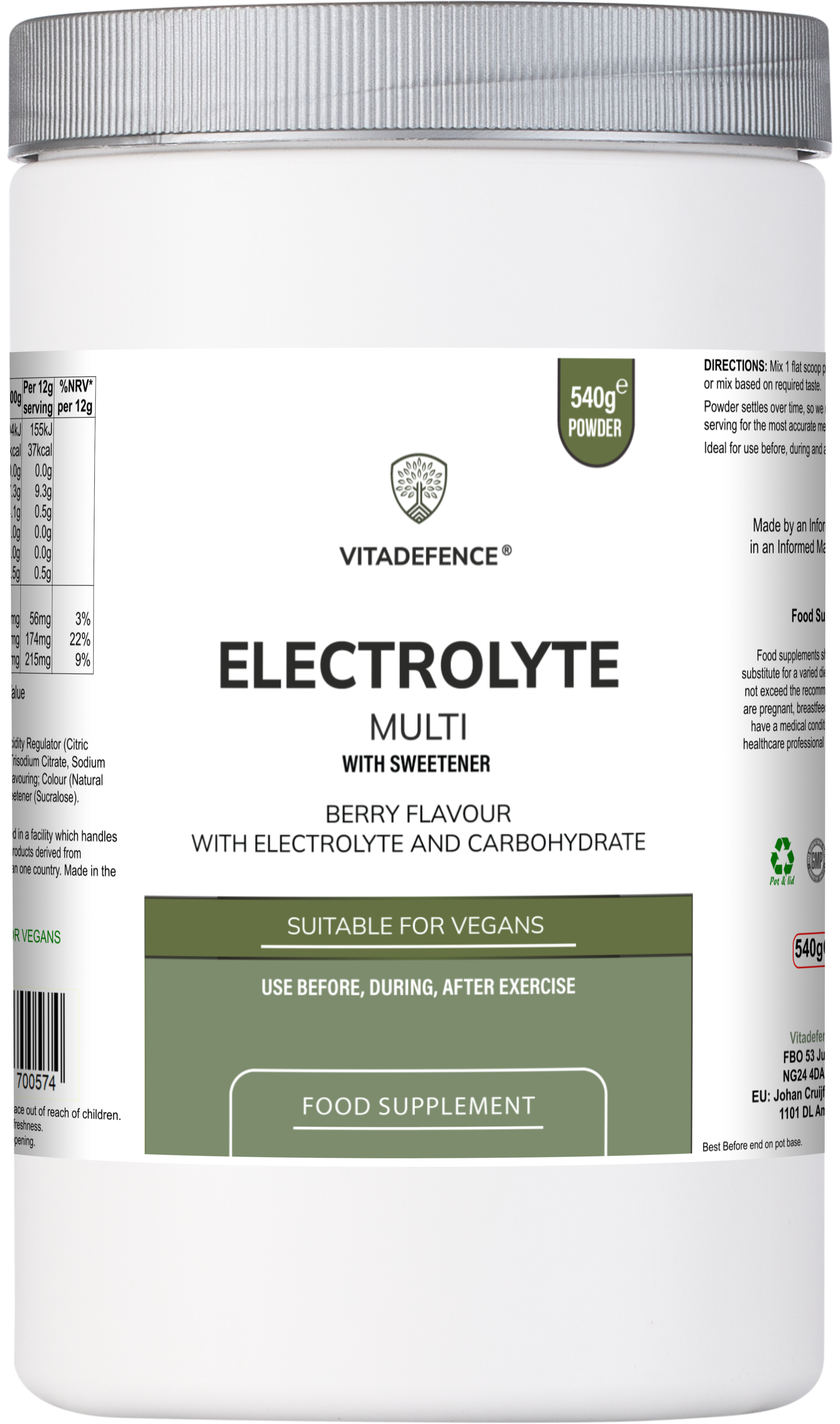 Electrolyte Multi | Berry Flavour Hydration Powder with Electrolytes & Minerals – 540 g