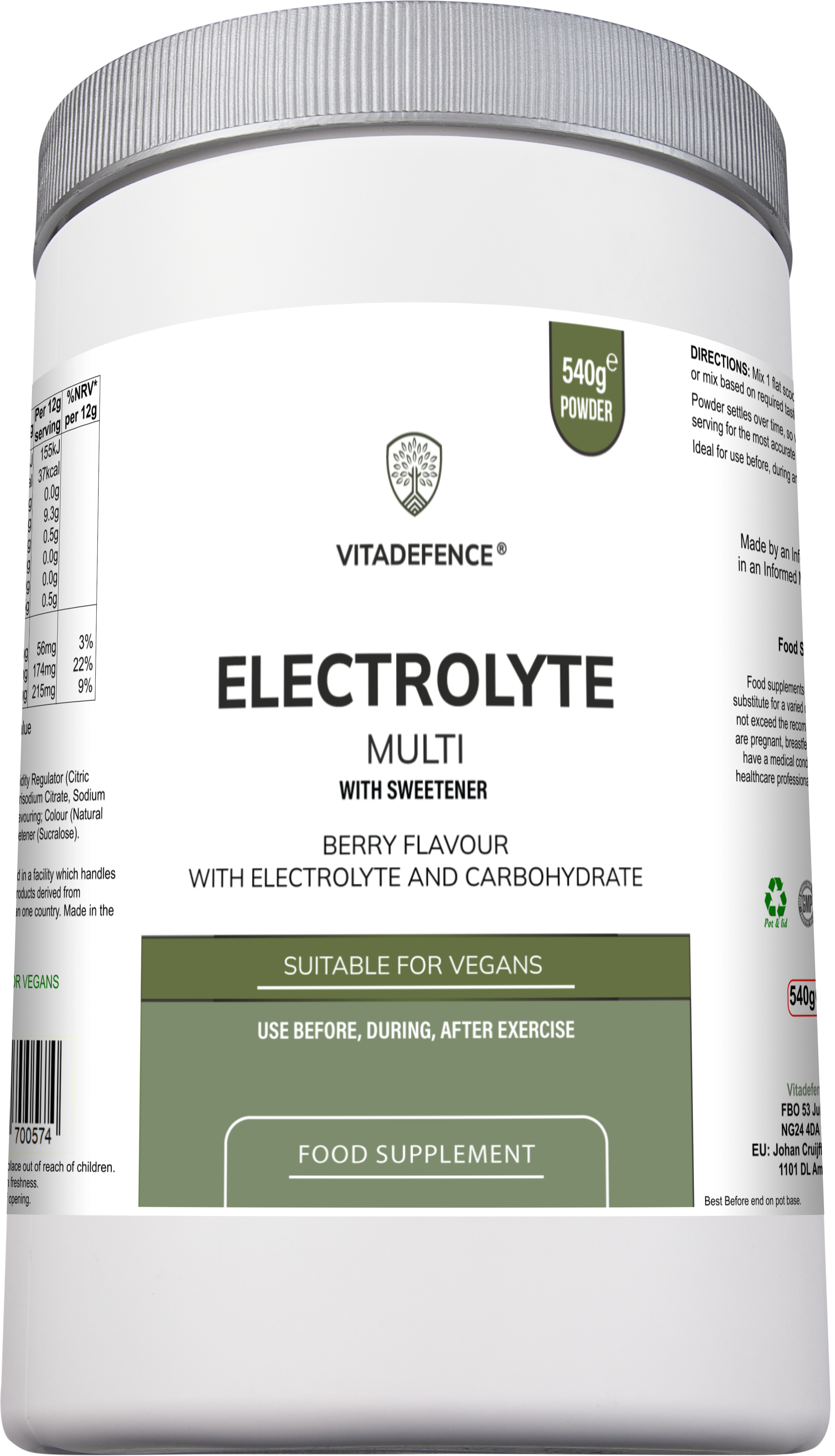 Electrolyte Multi | Berry Flavour Hydration Powder with Electrolytes & Minerals – 540 g
