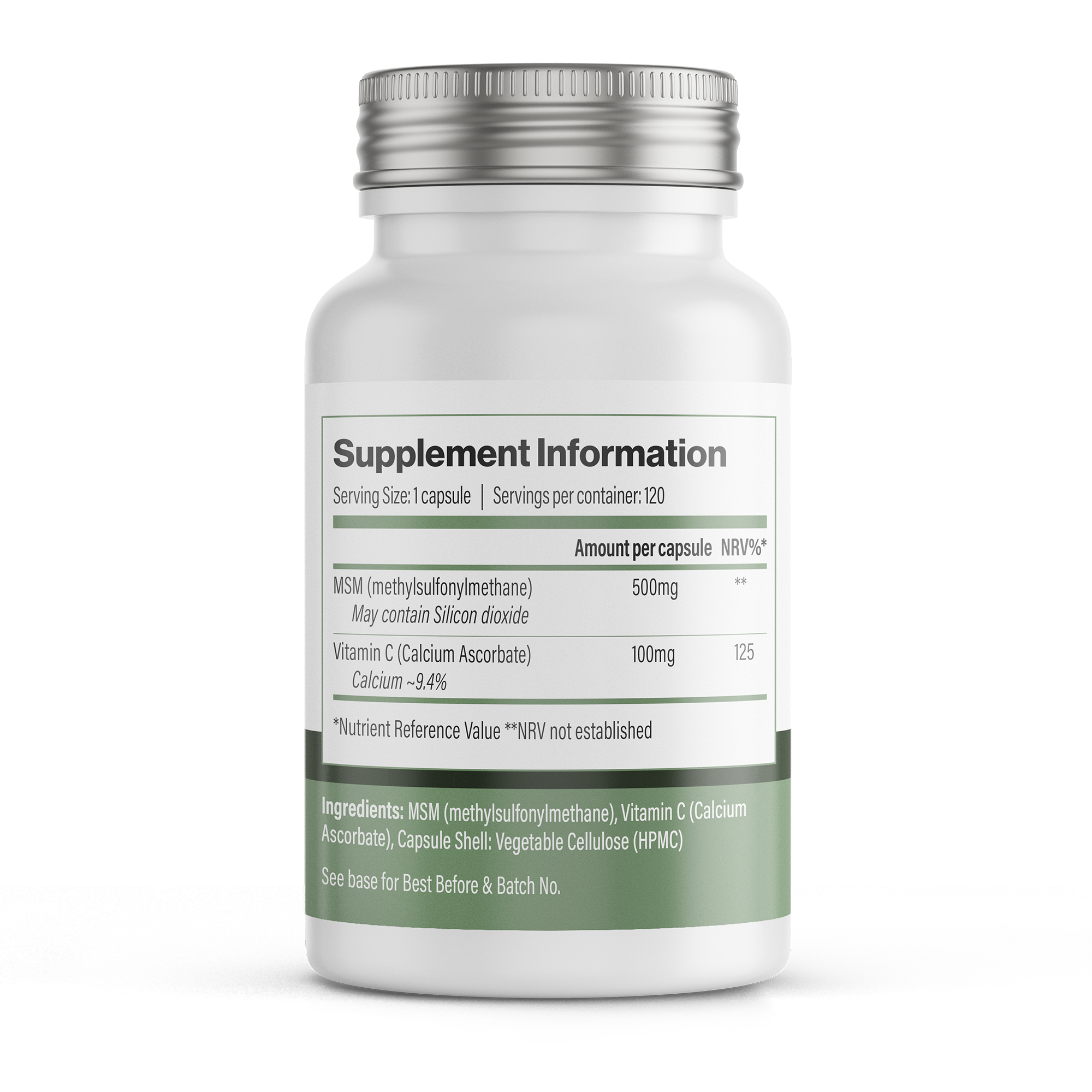 MSM + Vitamin C | Vegan Capsules – 120 Count