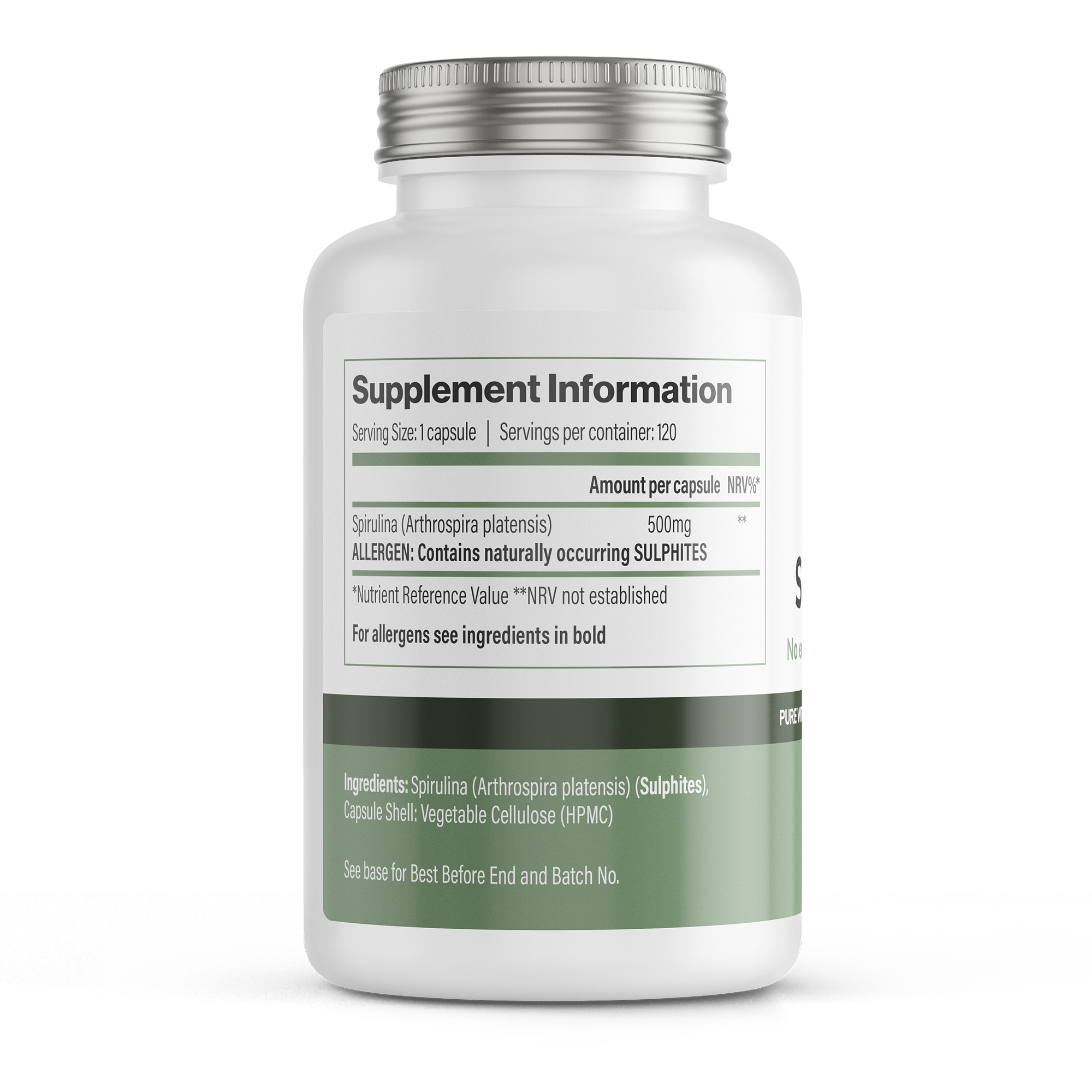 Spirulina | 500 mg Vegan Capsules – 120 Count