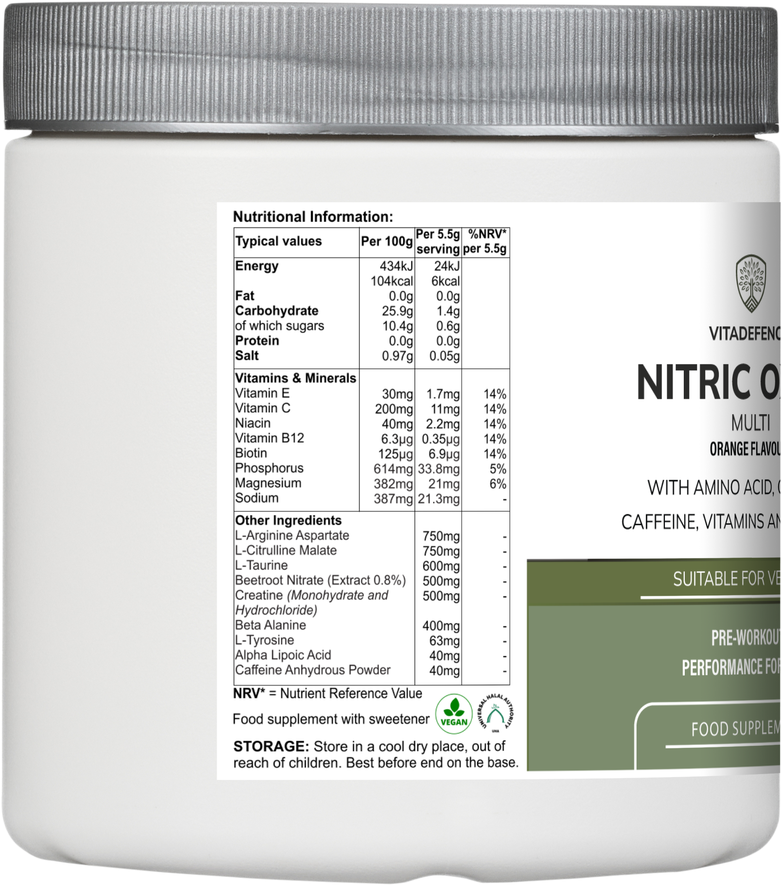 Nitric Oxide Multi | L-Arginine, L-Citrulline & Beetroot – 440g Powder